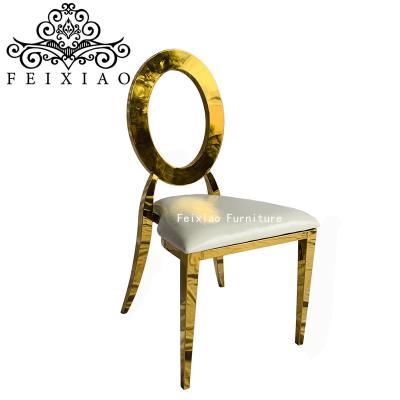 China Modern Luxury Stainless Steel Gold Round Back Chair for sale