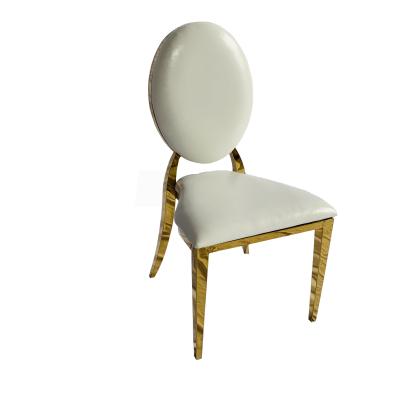 China Modern Stainless Steel Gold Wedding Chair White Leather Wholesale for sale