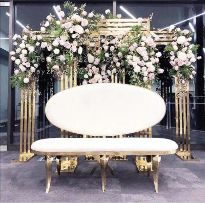 China Wedding Event / Party Gold Square Shape Stainless Steel Metal Arch For Wedding Decoration for sale