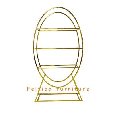 China Wedding/Party/Banquet/Hotel...Oval Dessert Shelf Event Decoration Backdrop Round Stainless Steel Backdrop Wine Shelf for sale