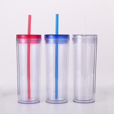 China American Wholesale Double Wall Colors Plastic Tumbler With Straw Plastic Cups In Bulk for sale