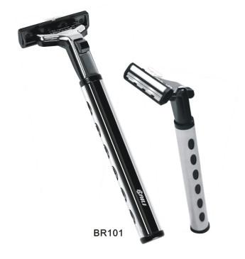 China Pivoted Head Straight Handle twin blade razor metal handle for Man for sale