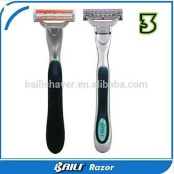 China No Electric Portable Triple Blade Razor with vitamin E Lubricating Strip for sale