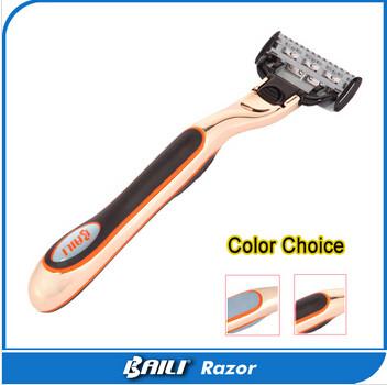 China Gold color metal handle five Multi Blade Razor shaving for men and women for sale