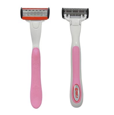 China Manual No Electric Five Bladed ladies shaving razor rubber with plastic handle for sale