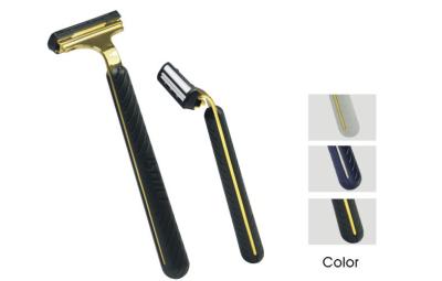 China Fixed Head Twin Blade System Razor Of Plastic Contoured Antiskid Handle for sale