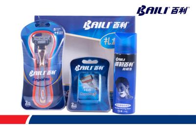 China BAILI Regel Five Blade Razor System Trimmer Value Pack 5 Cartridges Shaving Foam for sale