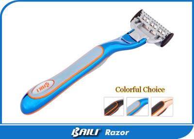 China Blue Men Shaving Razor Five Blade Razor With Lubricating Aloe Strip for sale