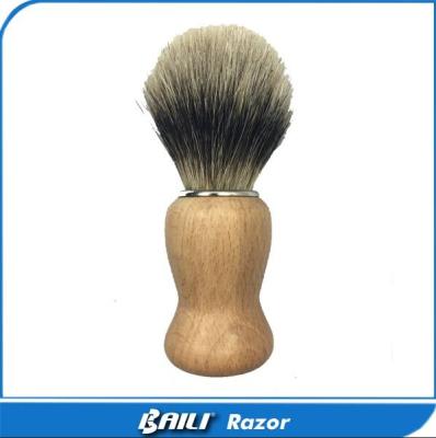 China 60mm Hair Height Shaving Care Normal Badger Black Hair Shaving Brush Wood Handle for sale