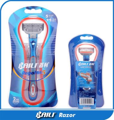 China Pivoted popular 5 blades shaving razor with removable cartridge for sale