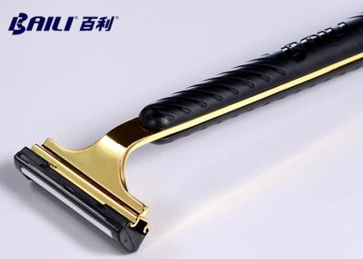 China Gold Plating Plastic Hanlde Black Shaving Twin Blade Razor With Fixed Head for sale