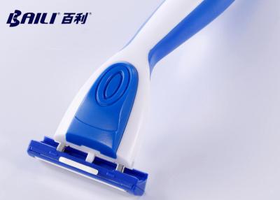 China White Blue Twin Blade Razor Comfortable Rubber Handle Refill Cartridge for sale