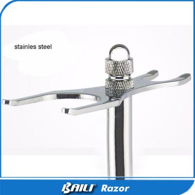 China Lustrous Bright Silver Stainless Steel Razor and Brush Quality Shaving Stand for sale