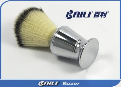 China Cepillo profesional de la barba de la manija del metal con el material no real sintético del tejón del pelo en venta