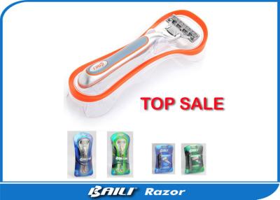 China Replaceable Head Triple Blade Manual Shaving Razor Rubber Handle for sale