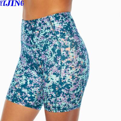 China Breathable Waist Yoga Cycling Top Shorts Sports Women Printed Bike Shorts With Pockets for sale