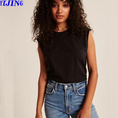 China White Tank Tops Women Summer Ladies Cotton Crewneck Tank Tops Black Fitness Casual Loose Workout Compressed for sale