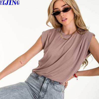 China Wholesale Breathable Ladies Girls Short Bodycon Gym Sport T-shirts Private Label Oversized Women Yoga Sleeveless Top for sale