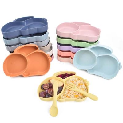 China Baby Feeding Bowl Silicone BPA Free Reusable Suction Dish Kids Eco Friendly Dinner Dish for sale