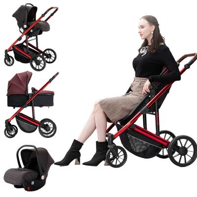 China 2022 OEM Amazon hot model 6-12 months 3 in 1 stroller baby stroller can rest and lie four-wheel shock absorption for sale