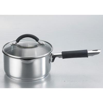 China Sustainable New Design Thicken Stainless Steel Cookware Bottom Antirust Large Pot Large Silver Sauce Pan With Lid for sale