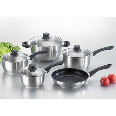 China Good Selling Sustainable High Quality Stainless Steel Pot Pan Cookware Set For Home Outdoor Cooking for sale