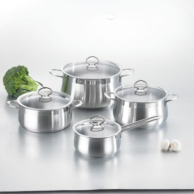 China Wholesale Food Grade High Sustainable Pan Pot Cookware Set With Easy Operation Stainless Steel Handle for sale