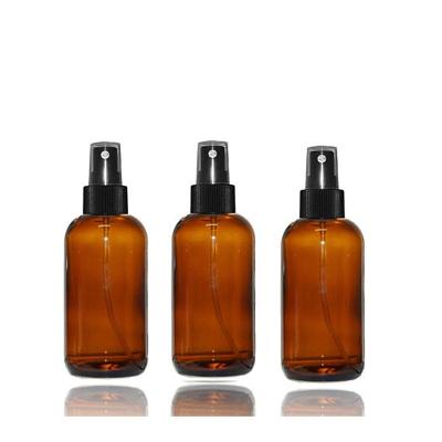 China 4 Ounce Glass Boston Round Bottles Recyclable Essential Oil Canvas Spray Perfume Fine Mist Sprayers With Plastic Ribbed Caps Diy Bath Body for sale