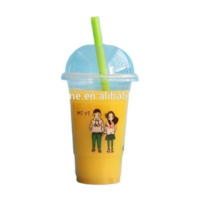 China PP/PET single wall disposable transparent plastic cup with dome lid and straw for sale