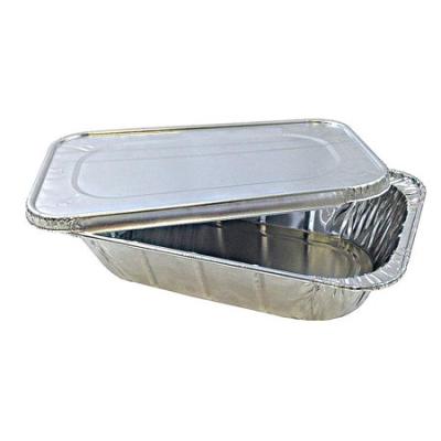 China Recycable Food Customized Takeaway Safe Direct Package Microwave Barbecue Aluminum Foil Container With Cover for sale