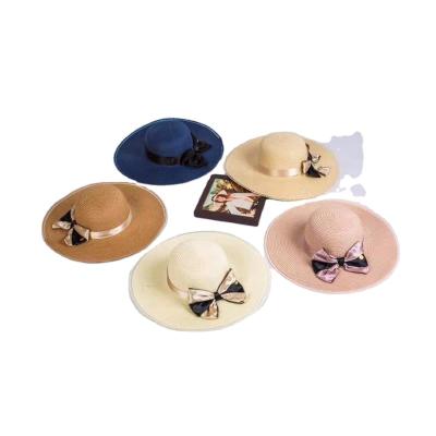 China Image Manufacturer Wholesale Round Big Hatswomen Beach Fashion Hats 2022 With Wide Bowknot Ladies Sombrero Brim for sale