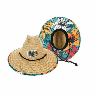 China 2022 Image Outdoor Unisex Summer Wide Brim Surf Straw Natural Straw Hat With Logo for sale