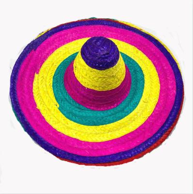 China Retro Pop Mexican Hat Striped Party Color Wide Brim Hat for sale