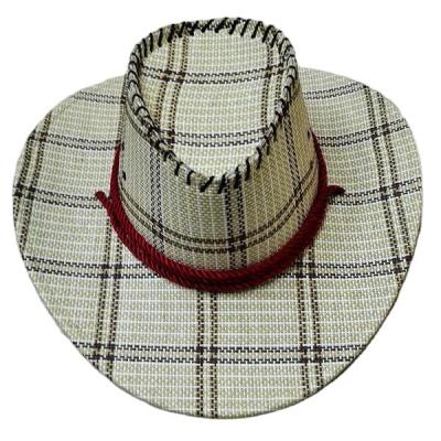 China Picture Factory Wholesale Thick Rope Brim Straw Hat Wide Cowboy Hat for sale