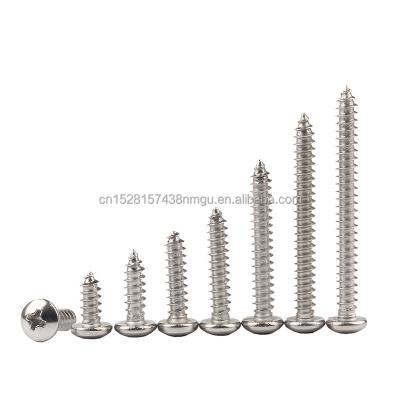 China Small 304 Stainless Steel Round M1.4 M1.7 M2 M2.2 M2.6 M3 M3.5 M4 M5 M6 Phillips Round Pan Head Tapping Screw for sale