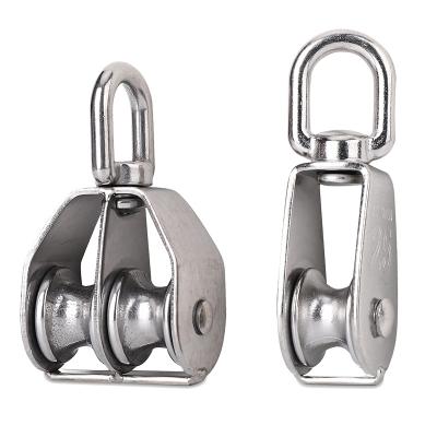 China Hotel Manufacturer Stainless Steel Pulley M15M20 M25 M32 M50 Single Wheel Hoist Rope Rotating Pulley Set Wheel Tool Crank Lifting Pull for sale