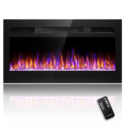 China Household 31 Inch Electric Fireplace Insert Wall Mounted Fireplace Heater with Timer Adjustable 12 Flame Remote Control 750/1500W Black for sale