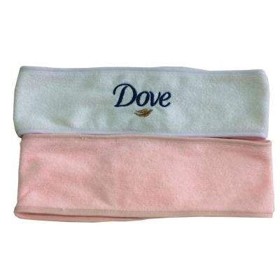 China And American European style embroidered brand logo headband makeup spa facial headband for sale