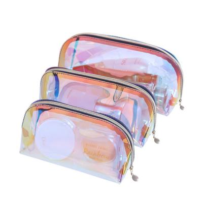 China Eco-friendly Cosmetic Bags And Wholesale Holographic Case Makeup Bag Waterproof Iridescent PVC Laser TPU Cosmetic Bag for sale