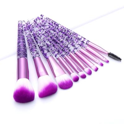 China Angular Blush Makeup Brush Cheap Wholesale 10pcs Acrylic Glitter Liquid Makeup Brush for sale