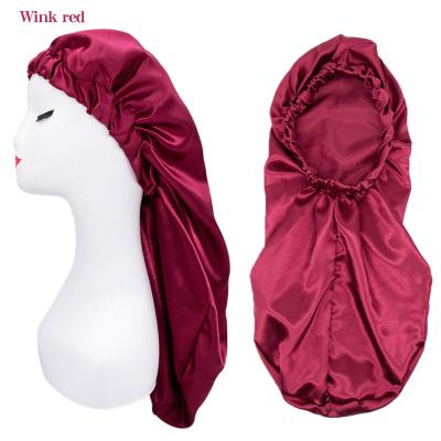 China Fashion Wholesale Long Hair Sleep night Plus Size Sleeping Satin Designer custom logo silk Bonnets for sale