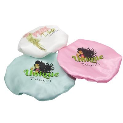 China Fashion Wholesale Hot Sale designer logo baby night silk wrap drawstring double layer satin bonnet for kids for sale