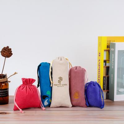 China Recyclable Hot Sales custom suede big velvet  packaging dust pouch travel gift  microfiber drawstring jewelry bag with logo for sale