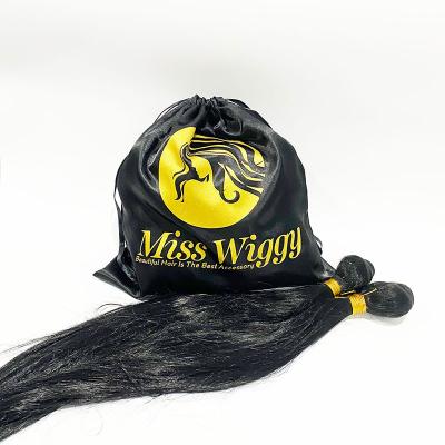 China Draswing Wholesale Price Custom Logo gift jewelry hair wig Drawstring Packaging Silk Satin Bag for sale