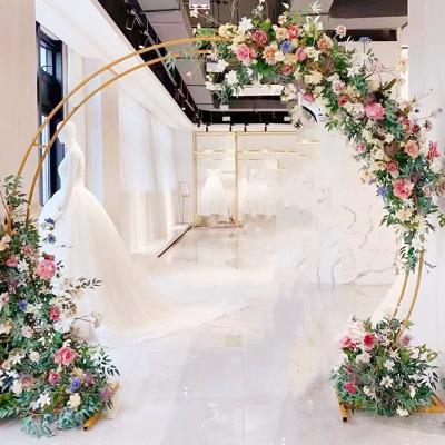 China Eco-friendly Wrought Metal Iron Wedding Arch Props Ring Bipolar Flower Door Shelf Arch Wedding Outdoor Stage Background Decoration for sale