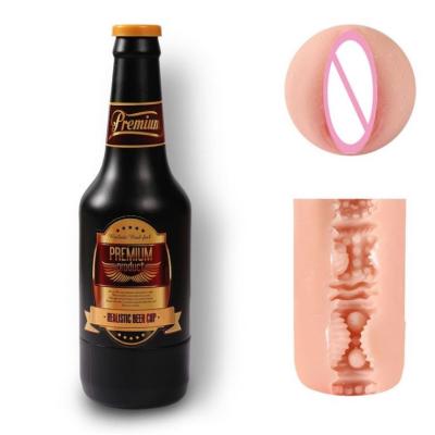 China TPR+ ABS Wholesale Custom Made Man Sex Toys Pocket Pussy Cup Beer Bottle Male Masturbator for sale