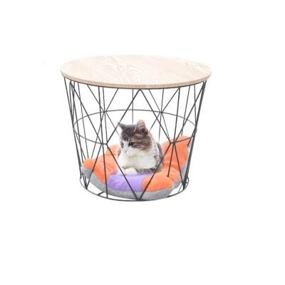 China New Fashion Design Pet Cage Storage Basket Style Cat Cage Table Viable Metal Cable Cat Cage Small for sale