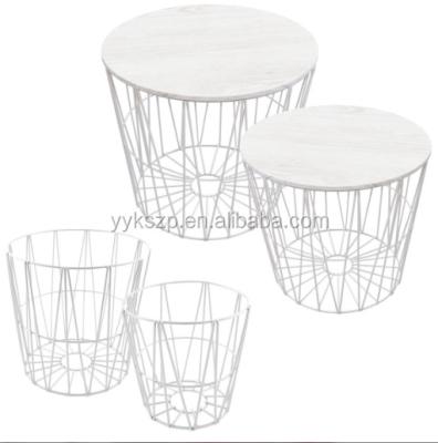 China Customized Customized Solid Wood Top Wire Mesh Steel Table Used For Office Home Living Room for sale