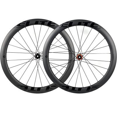 China Road Bicycles Road Bikes ELITEWHEELS 50mm UD Matte Road Disc Wheels Tubeless Carbon Wheelset 700c Disc Brake for sale