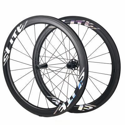 China Road Bicycles Road Bikes ELITEWHEELS BWA Carbon Fiber Ceramic Road Rim Brake 40/50mm Depth 28mm Width For Cycling Ceramic Speed ​​Wheels for sale